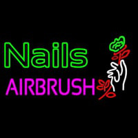 Nails Airbrush With Flower Neon Skilt