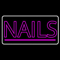 Pink Double Stroke Nails Neon Skilt