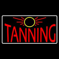 Red Tanning With Sun Logo Neon Skilt