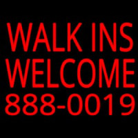 Red Walk Ins Welcome With Phone Number Neon Skilt