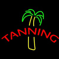 Tanning With Palm Tree Neon Skilt