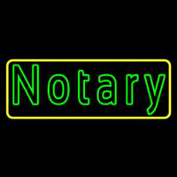 Green Notary Yellow Border Neon Skilt