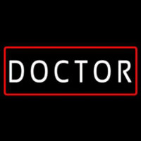 White Doctor Red Border Neon Skilt