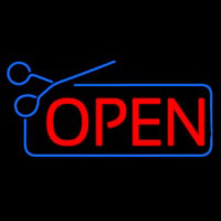 Red Open With Scissor Logo Neon Skilt